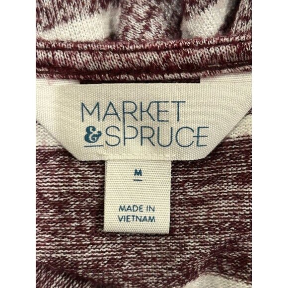 Market &‎ Spruce Womens Medium Marled Sweater Top Burgundy & White Striped - Picture 3 of 8